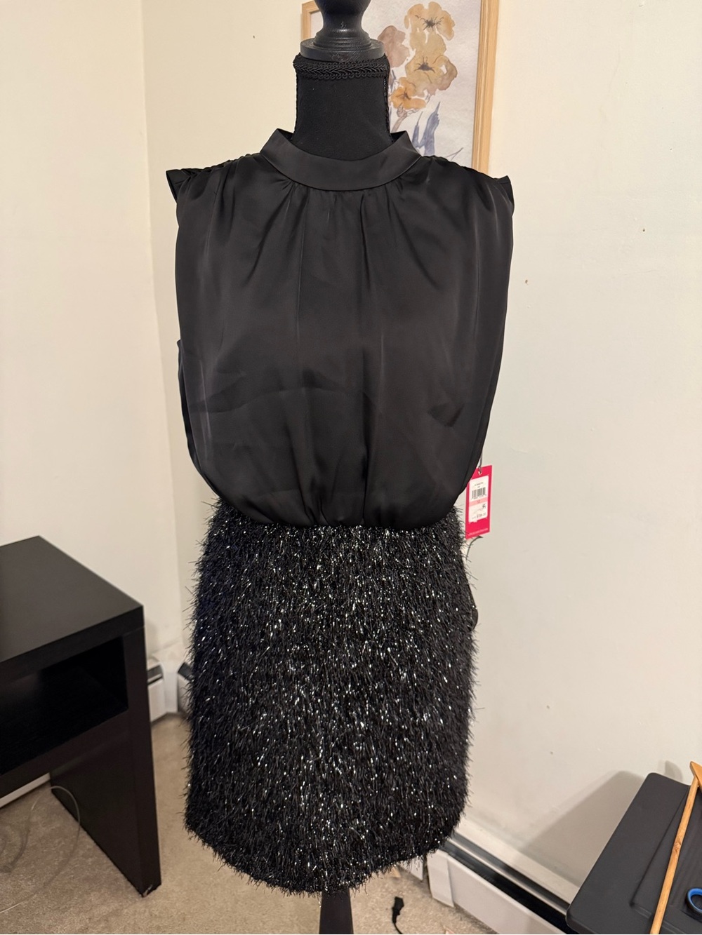 NWT Vince Camuto Elegant Black Tinsel Mini Skirt